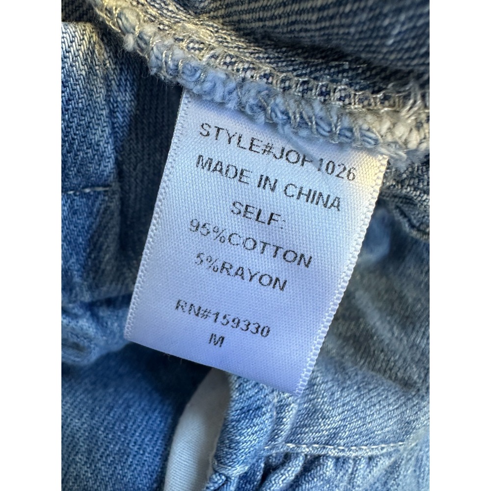 Bohme Blue Denim Tiered Ruffle Shorts Medium Wash Button Front High Rise Size M - Picture 7 of 13